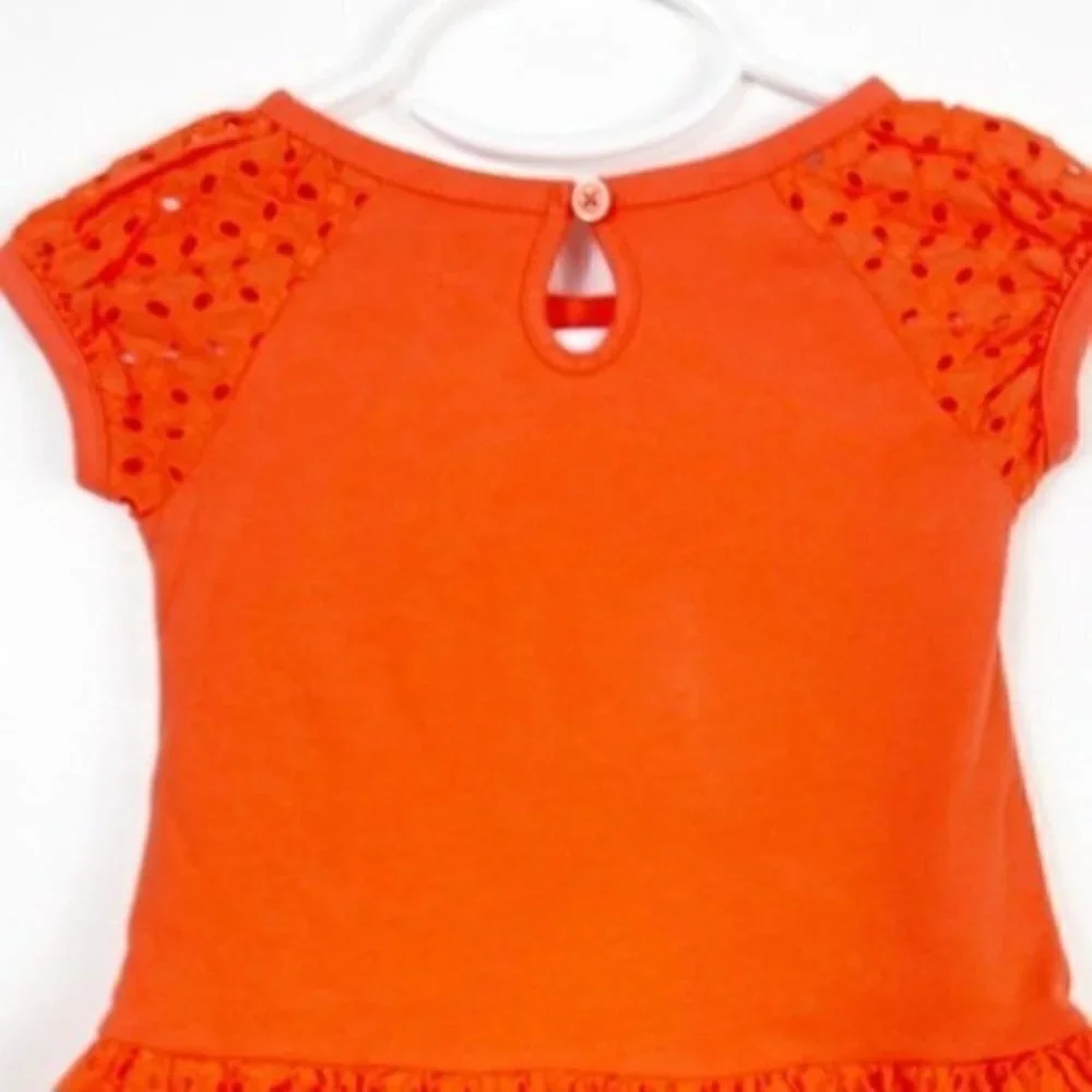 GYMBOREE tangerine Dress cap sleeve key hole back matching underwear 6-12 months